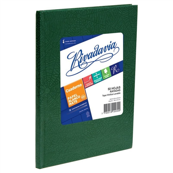CUADERNO RIVADAVIA 50 hojas RAYADO VERDE //